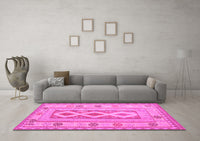 Machine Washable Oriental Pink Traditional Rug, wshcon738pnk