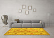 Machine Washable Oriental Yellow Traditional Rug in a Living Room, wshcon738yw