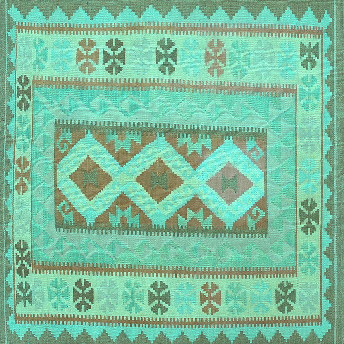 Square Oriental Turquoise Traditional Rug, con738turq