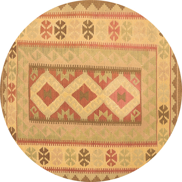 Round Oriental Brown Traditional Rug, con738brn