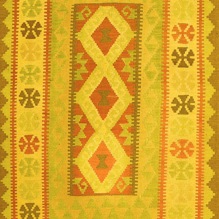 Machine Washable Oriental Yellow Traditional Rug, wshcon738yw