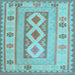 Square Machine Washable Oriental Light Blue Traditional Rug, wshcon738lblu