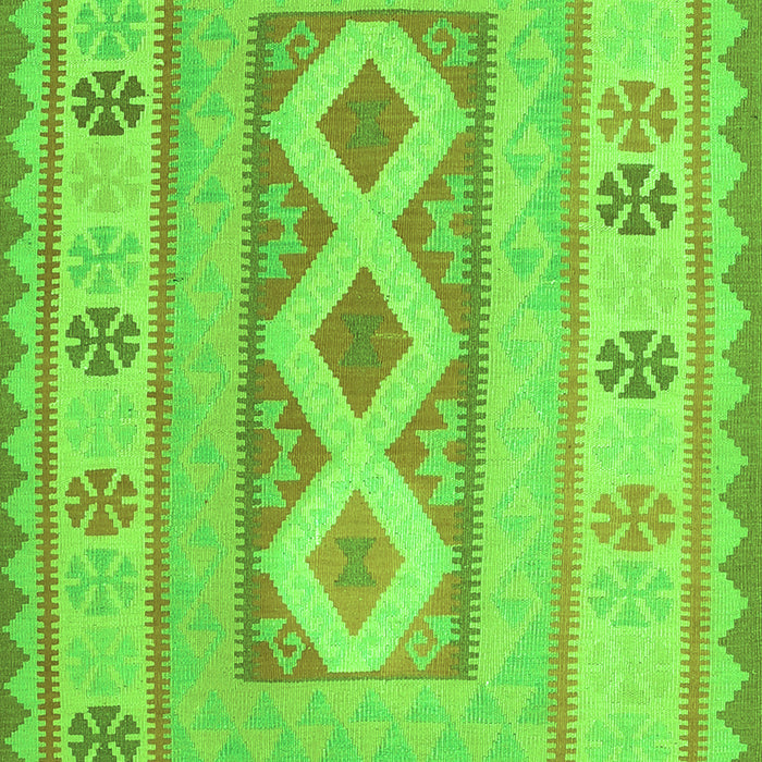 Serging Thickness of Machine Washable Oriental Green Traditional Area Rugs, wshcon738grn