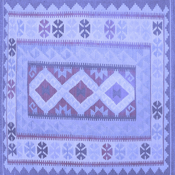 Square Machine Washable Oriental Blue Traditional Rug, wshcon738blu
