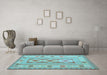 Machine Washable Oriental Light Blue Traditional Rug in a Living Room, wshcon738lblu