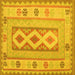 Square Machine Washable Oriental Yellow Traditional Rug, wshcon738yw