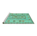 Sideview of Machine Washable Oriental Turquoise Traditional Area Rugs, wshcon738turq