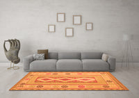 Machine Washable Oriental Orange Traditional Rug, wshcon738org