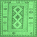 Square Machine Washable Oriental Emerald Green Traditional Area Rugs, wshcon738emgrn