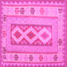 Square Machine Washable Oriental Pink Traditional Rug, wshcon738pnk