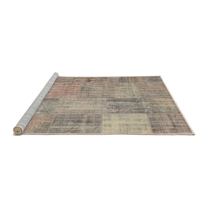 Serging Thickness of Machine Washable Contemporary Light French Beige Brown Rug, wshcon739