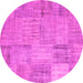 Round Patchwork Pink Transitional Rug, con739pnk