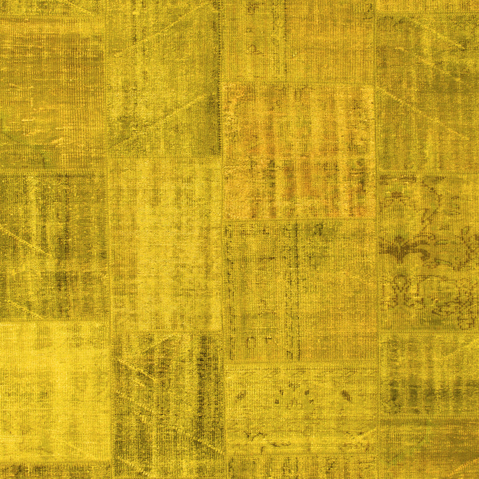 Machine Washable Patchwork Yellow Transitional Rug, wshcon739yw
