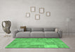 Machine Washable Patchwork Emerald Green Transitional Area Rugs in a Living Room,, wshcon739emgrn