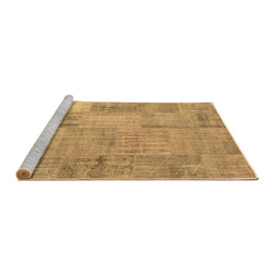 Sideview of Machine Washable Patchwork Brown Transitional Rug, wshcon739brn