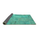 Sideview of Patchwork Turquoise Transitional Rug, con739turq