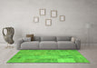 Machine Washable Patchwork Green Transitional Area Rugs in a Living Room,, wshcon739grn