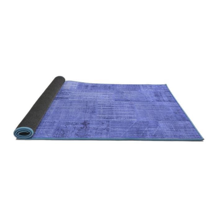 Sideview of Patchwork Blue Transitional Rug, con739blu