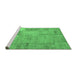 Sideview of Machine Washable Patchwork Emerald Green Transitional Area Rugs, wshcon739emgrn