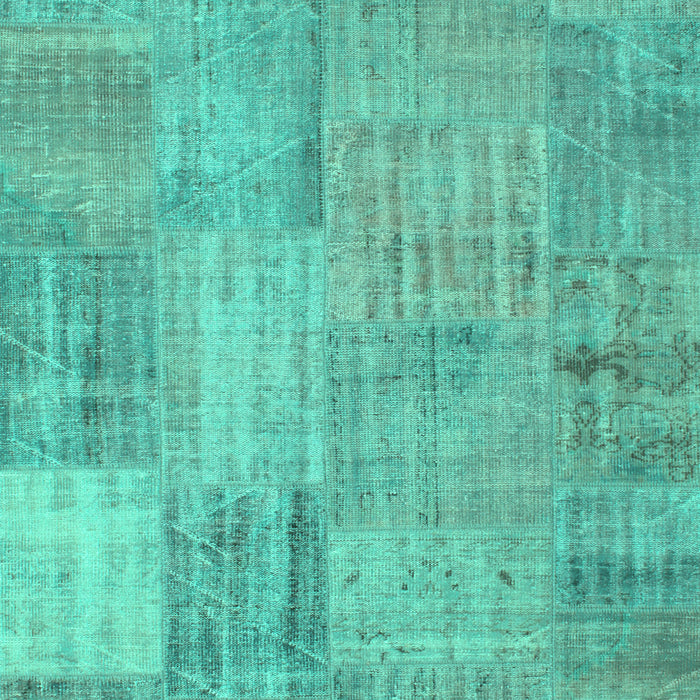 Machine Washable Patchwork Turquoise Transitional Area Rugs, wshcon739turq