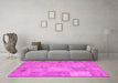 Machine Washable Patchwork Pink Transitional Rug in a Living Room, wshcon739pnk