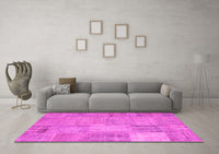 Machine Washable Patchwork Pink Transitional Rug, wshcon739pnk