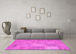 Machine Washable Patchwork Pink Transitional Rug in a Living Room, wshcon739pnk