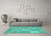 Machine Washable Patchwork Turquoise Transitional Area Rugs in a Living Room,, wshcon739turq