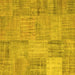 Square Machine Washable Patchwork Yellow Transitional Rug, wshcon739yw