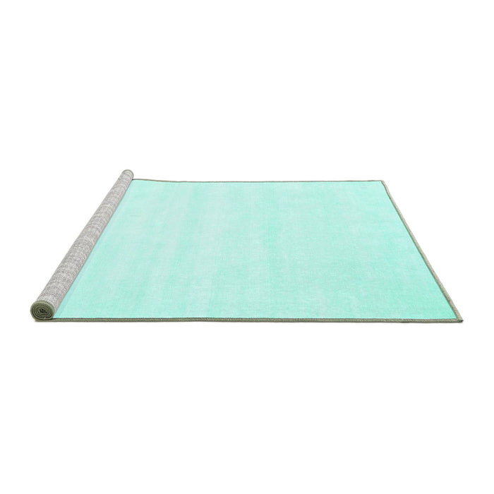 Sideview of Machine Washable Solid Turquoise Modern Area Rugs, wshcon73turq