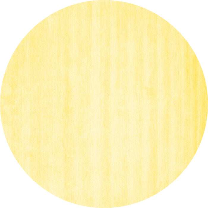 Round Machine Washable Solid Yellow Modern Rug, wshcon73yw