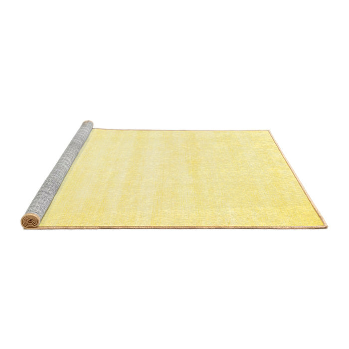 Sideview of Machine Washable Solid Yellow Modern Rug, wshcon73yw
