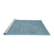 Serging Thickness of Machine Washable Contemporary Denim Blue Rug, wshcon74