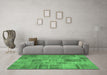 Machine Washable Patchwork Emerald Green Transitional Area Rugs in a Living Room,, wshcon740emgrn