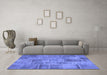 Machine Washable Patchwork Blue Transitional Rug in a Living Room, wshcon740blu