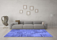 Machine Washable Patchwork Blue Transitional Rug, wshcon740blu