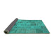 Sideview of Patchwork Turquoise Transitional Rug, con740turq