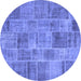 Round Patchwork Blue Transitional Rug, con740blu