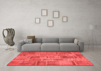 Machine Washable Patchwork Red Transitional Rug, wshcon740red