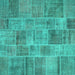 Square Patchwork Turquoise Transitional Rug, con740turq