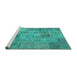 Sideview of Machine Washable Patchwork Turquoise Transitional Area Rugs, wshcon740turq