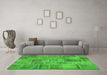Machine Washable Patchwork Green Transitional Area Rugs in a Living Room,, wshcon740grn