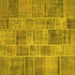 Square Machine Washable Patchwork Yellow Transitional Rug, wshcon740yw