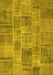 Machine Washable Patchwork Yellow Transitional Rug, wshcon740yw