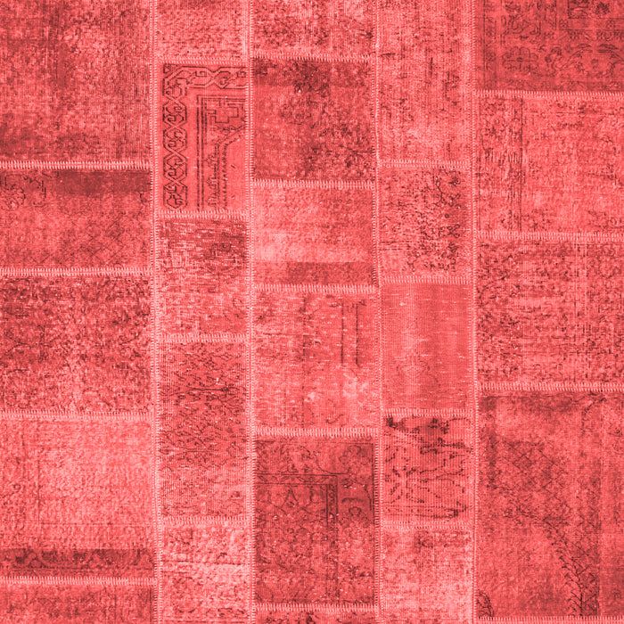 Machine Washable Patchwork Red Transitional Rug, wshcon740red