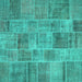 Square Machine Washable Patchwork Turquoise Transitional Area Rugs, wshcon740turq