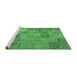 Sideview of Machine Washable Patchwork Emerald Green Transitional Area Rugs, wshcon740emgrn