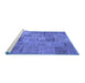 Sideview of Machine Washable Patchwork Blue Transitional Rug, wshcon740blu