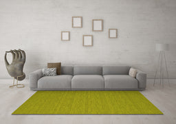 Machine Washable Abstract Yellow Contemporary Rug in a Living Room, wshcon741yw