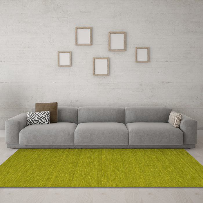 Machine Washable Abstract Yellow Contemporary Rug in a Living Room, wshcon741yw